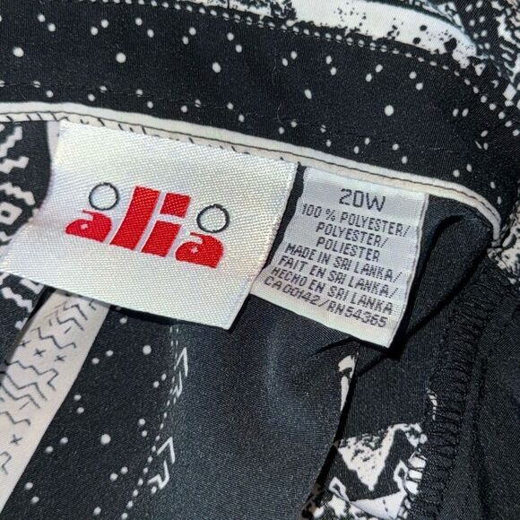 Vintage 90’s Alia Black And White Patchwork Print Oversized Button Down Shirt Wo - Picture 8 of 8